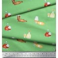 thumbnail image 3 of Soimoi Green Cotton Voile Fabric Designer Bottle & Wine Glass Bar Decor Fabric Printed Yard 42 Inch Wide, 3 of 3