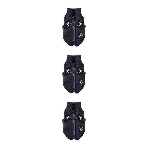Greeniant Arnés de invierno para mascotas, chaqueta impermeable, abrigo de animales, ropa de entrenamiento para caminar, gancho trasero, Negro METRO 3Conjunto
