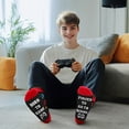 thumbnail image 2 of Funny Gaming Socks for Men Women Teenage Boys -BORN TO GAME FORCED TO GO TO SCHOOL Novelty Fun Crazy Silly Socks -Gamer Birthday First Day at School Student Gift Ideas Christmas Stocking Stocking, 2 of 7
