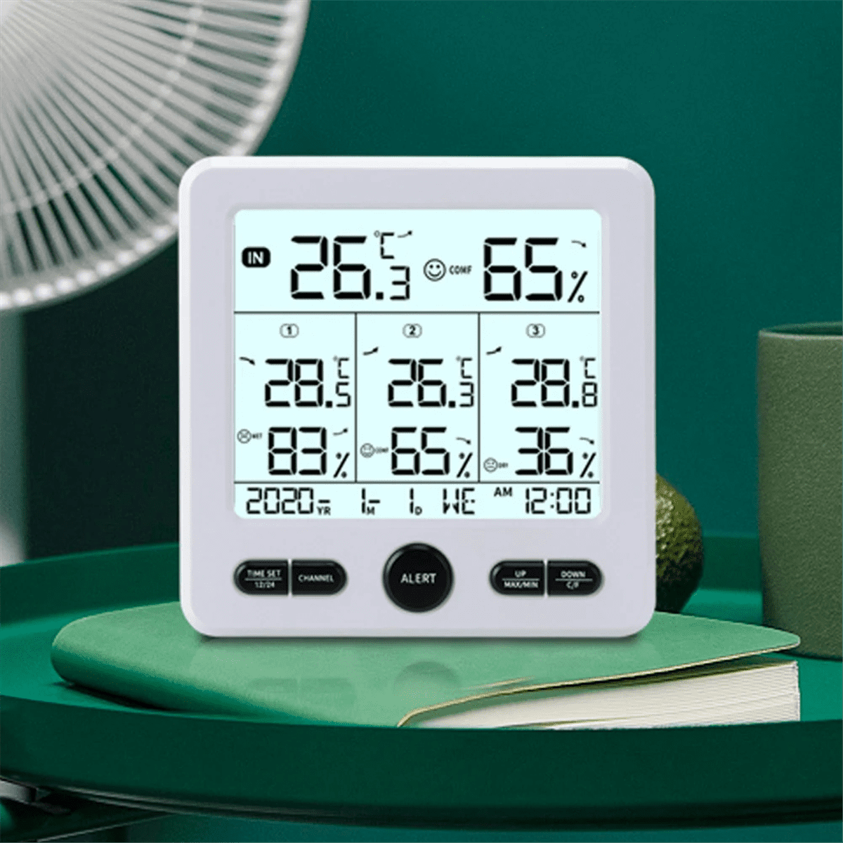 Weather Station Indoor/Outdoor Wireless Sensors Digital Thermometer Hygrometer LED LCD Display Thermometer(White)