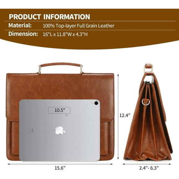 Classic PU Leather Briefcase for Men - Professional Business Messenger Bag