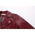 thumbnail image 4 of NARABB Women's LeatherJacket Leather Long Sleeved Metal Lapel Jacket Wine M, 4 of 7