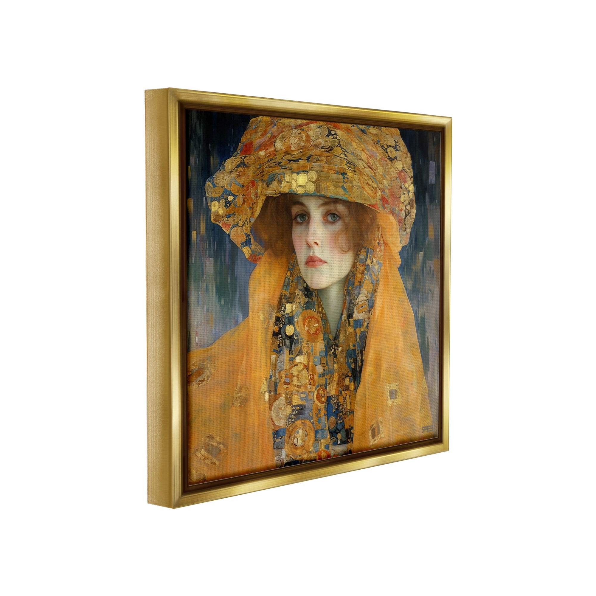 Stupell Industries Traditional Patterned Portrait Abstract Painting Gold Floater Framed Canvas Art Print Wall Art, 25 x 25