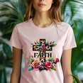thumbnail image 5 of Faith Cross T-Shirt for Women, Christian Leopard Print Cross with Roses Tee, Ash, Size S, 5 of 6