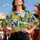 thumbnail image 5 of Xuyuer Mardi Gras Printed Shirt - Ladies' 3/4 Sleeve Crewneck Top for Festival Celebrations, Carnival Themed Parties, Vibrant Holiday Seasonal Fashion & Eye-Catching Parade Ready Apparel, 5 of 9