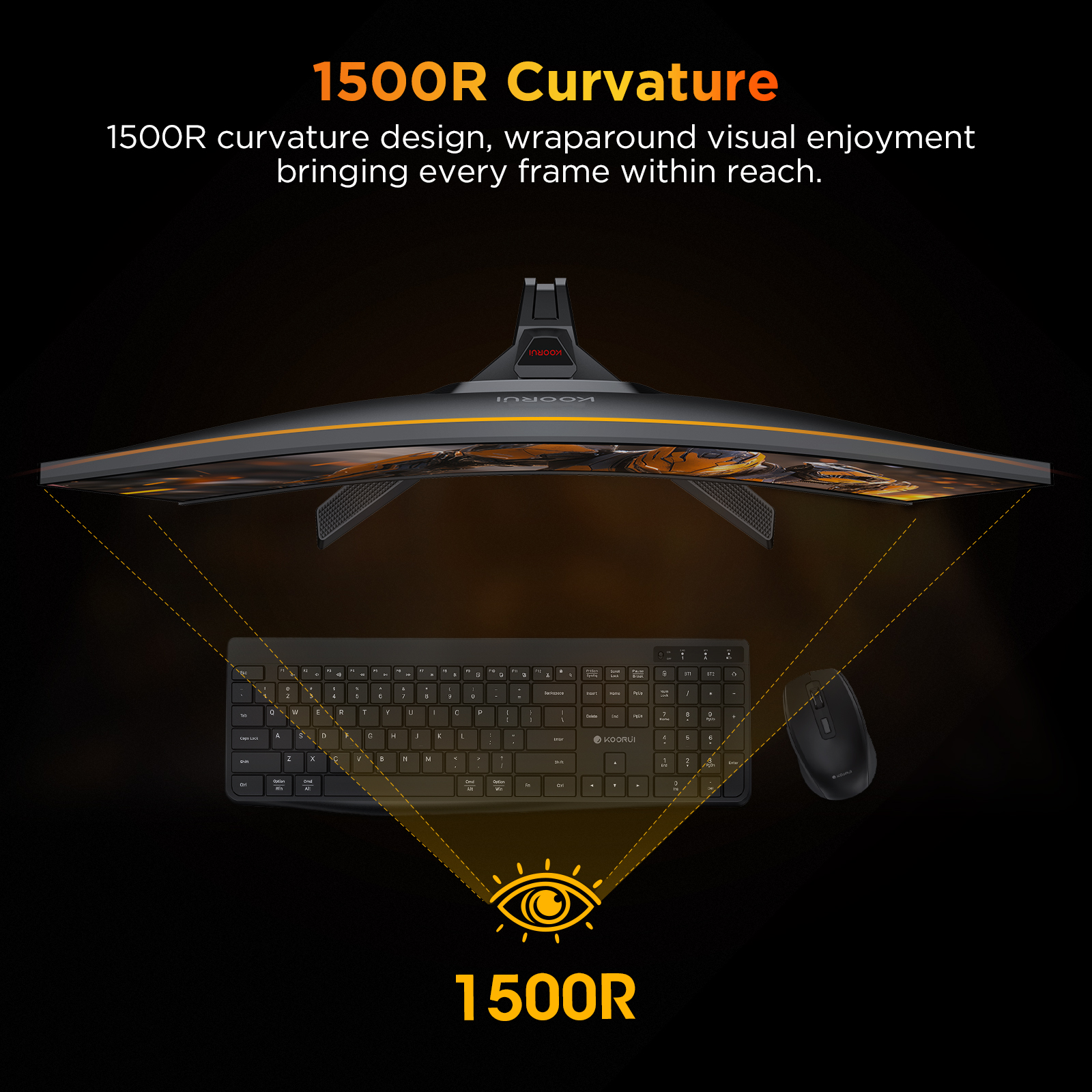 KOORUI 25 inch Curved Gaming Monitor, 240Hz, 1080p photo 2