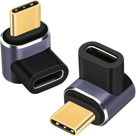 

SHZHLAIFUZB Durable and Slim 90 Degree Right Angle Adapter (4 Pack) for USB Type-C Devices High-Speed Data Transfer Male to Female Extender Connector with 40Gbps 8K@60Hz Display Output