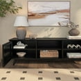 thumbnail image 5 of Plank+Beam Mid Century Modern Solid Wood TV Stand with 2 Doors, Black, 5 of 13