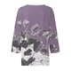 thumbnail image 5 of camisa de mujer blusa camisas sueltas casuales manga 3/4 estampado cuello en v tops estampados camisetas camiseta púrpura / 2xl, 5 of 5