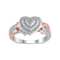 Hold My Hand 1/6 Ct Natural White Diamond Love Heart Ring in 14K Rose Gold Plated