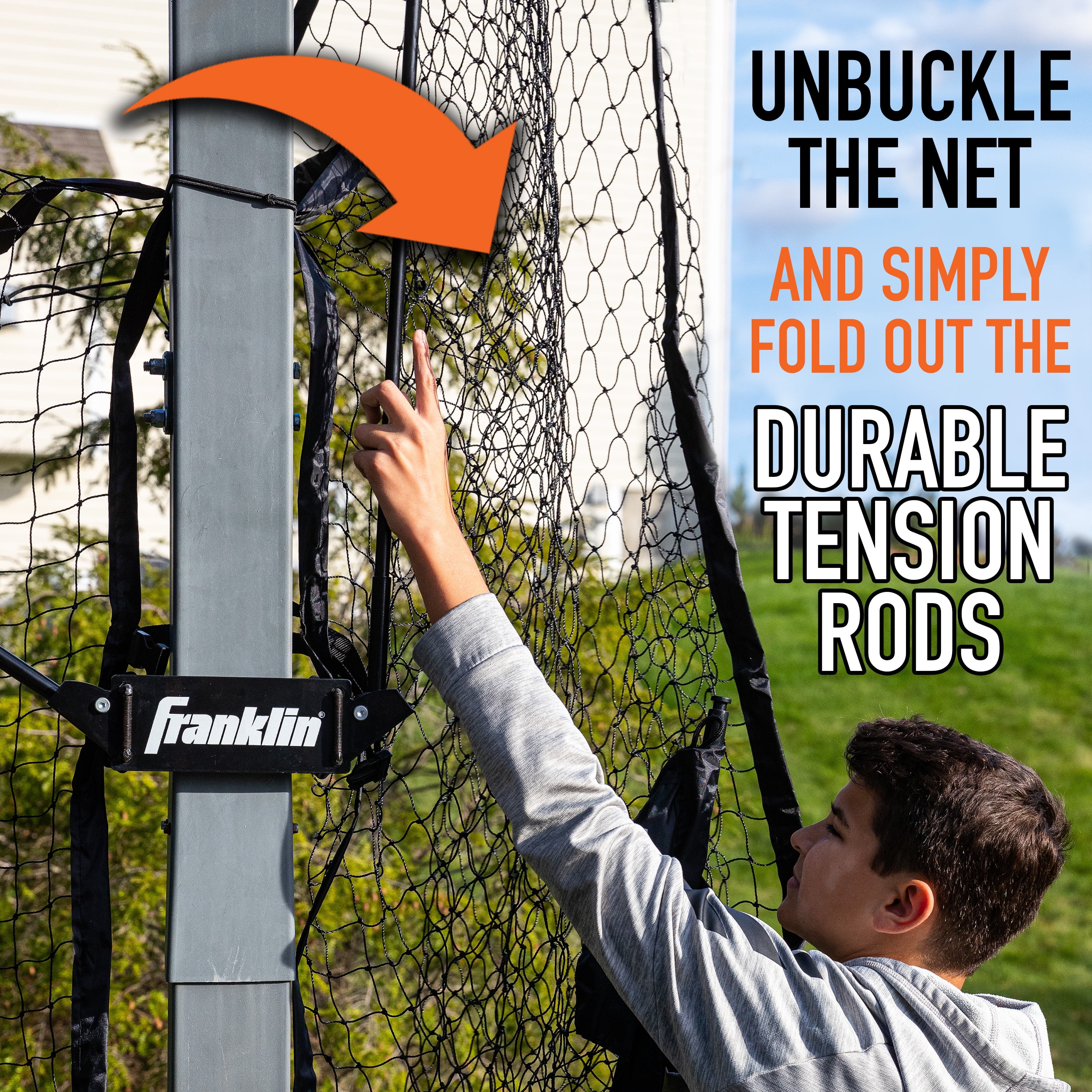 Franklin Sports Defender Net Pro – 10ft. x 8ft. Rebounder – Easily Fold and Quick Install – Universal Defensive Net System
