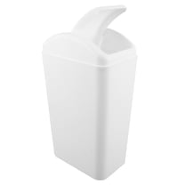 TEHAUX White Kitchen Trash Can with Swing Lid Space Saving Slim Plastic Indoor Garbage Bin