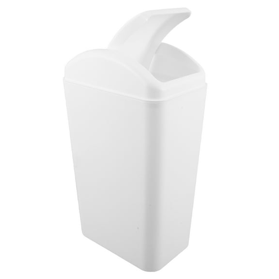 TEHAUX White Kitchen Trash Can with Swing Lid Space Saving Slim Plastic Indoor Garbage Bin