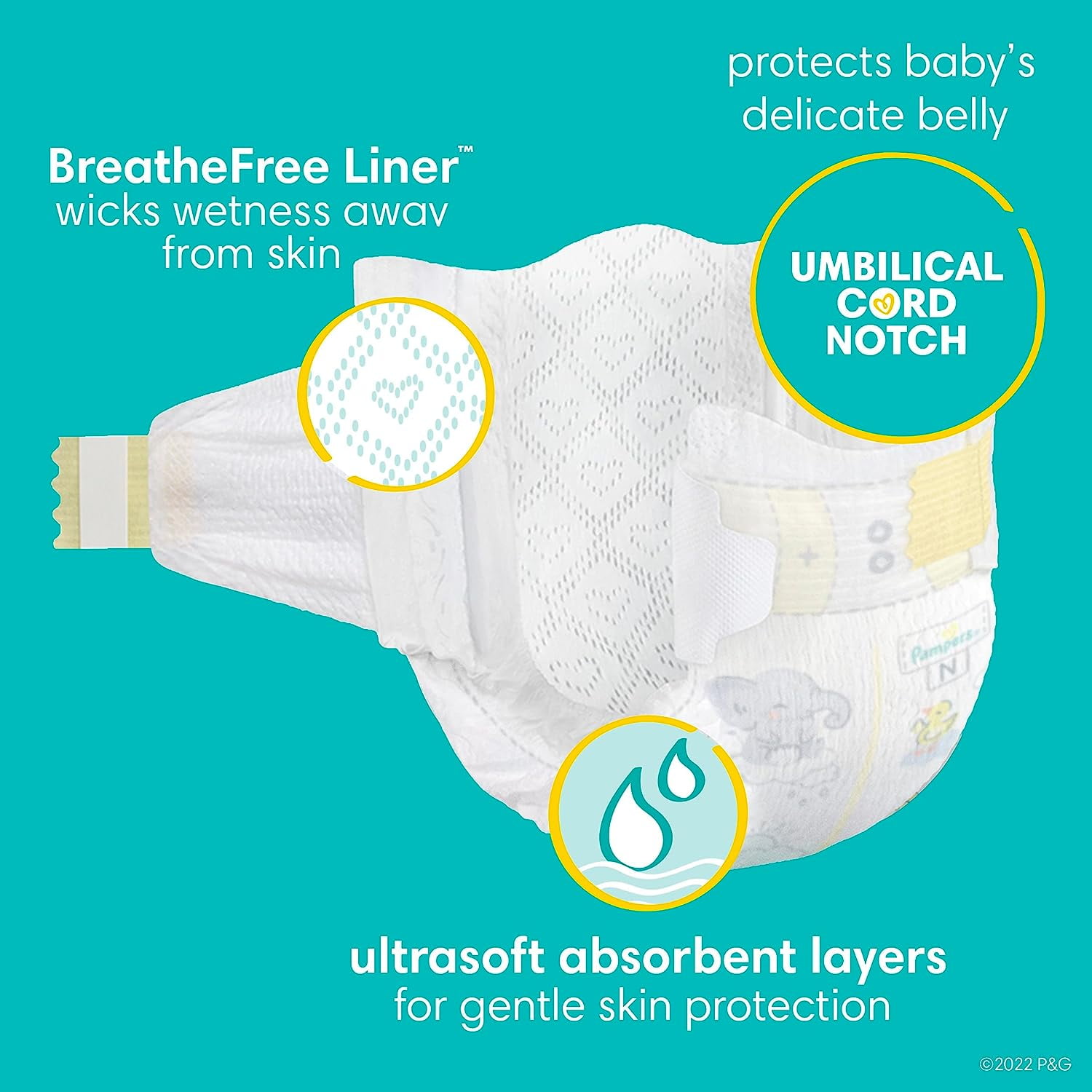 Pampers Swaddlers Diapers Newborn - Size 0, 120 Count, Ultra Soft Disposable Baby Diapers Newborn