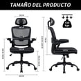 thumbnail image 3 of Silla Oficina de Respaldo Alto Ergonómica, Color Negro, para Hogar u Oficina HOMEMAKE FURNITURE Moderno, 3 of 8