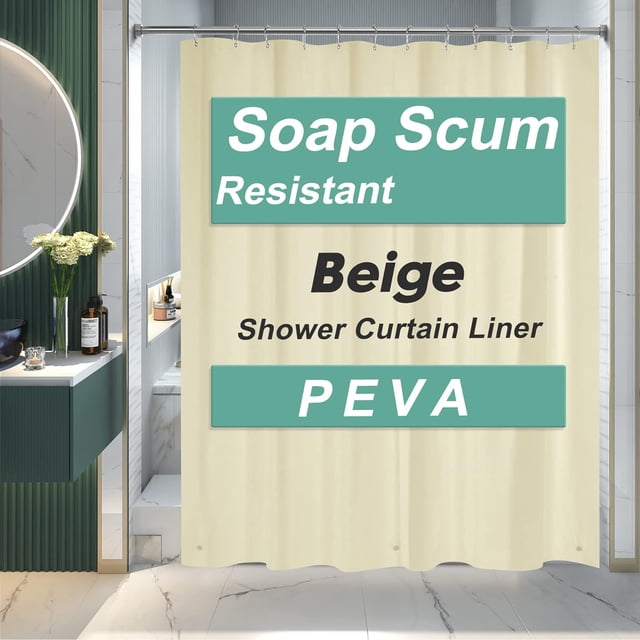 AmazerBath Forro para cortina de ducha, 72 x 72, forro transparente para cortina de ducha, forro de plástico impermeable, linda cortina de ducha ligera de PEVA para baño con 3 imanes y 12 ojales de me
