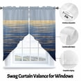 thumbnail image 3 of Abstract Blue Swag Curtain Valance for Windows, Ocean Golden Water Ripple Sunrise Horizon Window Treatments Short Swag Topper for Kitchen Windows Bathroom Bedroom, 28"x36", 3 of 8