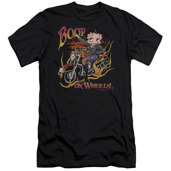 Betty Boop On Wheels Premium Canvas T-Shirt Adult Slim Fit 30/1 Black
