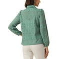 thumbnail image 3 of INSPIRE CHIC Women's Puff Long Sleeve Button Down Collar Shirt Elegant Blouse Top M Pea Green, 3 of 5