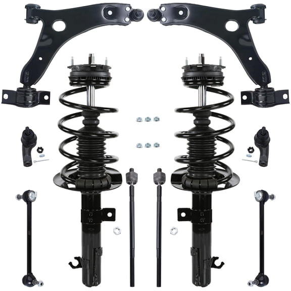Detroit Axle - 10pc Suspension Kit for 2.0L 2008 Ford Focus, 2 Lower Control Arms w/Ball Joints, 2 Ready Struts, 4 Inner Outer Tie Rods, 2 Sway Bars, Replacement