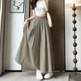 thumbnail image 2 of Women's Culottes Skirt Pants Textured Elastic High Waist A Line Flowy Maxi Skorts with Pockets Lightweight Casual Beach Wide Leg Trousers Brown, 2 of 5
