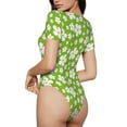 thumbnail image 2 of Kdxio Green White Flowers for Women's Short-Sleeved Onesie Stylish Round Neck Pajamas Bodysuit Jumpsuit Nightwear-Medium, 2 of 7