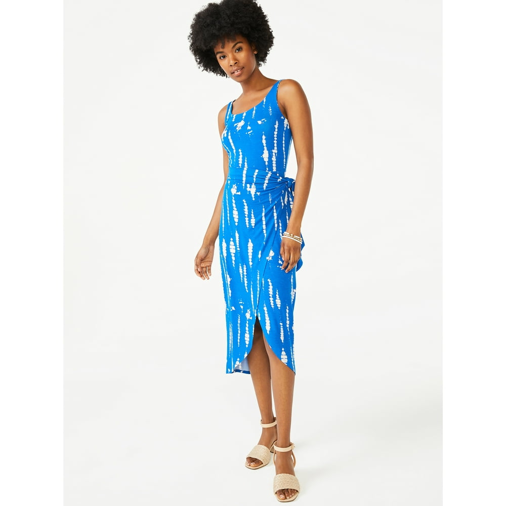 Scoop Scoop Women's Printed Sleeveless Midi Wrap Dress