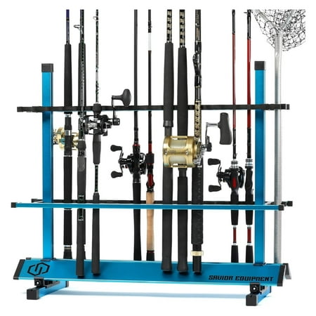 MiaHltTia Fishing Rod Rack Holder Organizer 24- Slots to Hold Salt Water Spinning Rods & Reel Combo Lightweight Aluminum Vertical Fish Pole Garage Storage Ground Display Stand