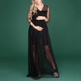 thumbnail image 2 of Maxi Vestido Largo Cuello V Manga Larga Cómodo Maternidad para Mujeres Embarazadas Punto negro Baoblaze Vestido maxi fotografía, 2 of 8