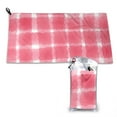 thumbnail image 1 of YFYANG Adult Microfiber Portable Travel Towel, Red Abstract Watercolor Plaid Quick Dry Towel with Hiking Buckle PVC Pouch, 16" x 31.5", 1 of 6