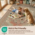 thumbnail image 4 of Design&I 8'x10' Washable Area Rug Snag-Free Bordered Symmetry Distressed Scroll Border Vintage Boho Ornate Playful for Dining Room, Large Office, Lounge, 4 of 7
