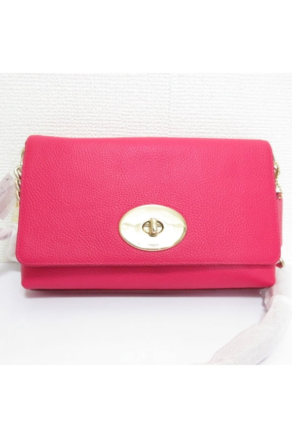 Pre-Owned COACH Leather Turnlock Crossbody Chain Shoulder Bag 53083 Pink Women's