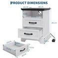 thumbnail image 3 of Kojooin Farmhouse Rustic Nightstand with Charging Station, 2-Drawer Bedside Table with USB Ports and Outlets, 3 of 8