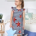 thumbnail image 4 of Fotbe Starfish Navy Blue Stripe Vestido de Dormir para Niñas de 3 a 10 Años, Mangas Cortas, Estilo Princesa, Pijama Camisón con Mangas Voladas-Large, 4 of 6