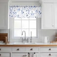 thumbnail image 3 of Blue Leaf Valance Curtains for Kitchen/Living Room/Bathroom/Bedroom Window, Rod Pocket Small Topper Half Short Window Curtains Voile Sheer Scarf, Modern Botanical Foliage Plant Country Flower 42"x12", 3 of 8