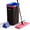 Black & Red & Slate Blue [Bucket #13 + 60" Flat Mop + 3 Pads], variant on JOYMOOP Mop and Bucket Set for Home, Hands-Free Self-Cleaning System, with 3 Reusable Microfiber Mop Pads, Suitable for Floor Cleaning and Wall Cleaner - Black+Red+Slate Blue