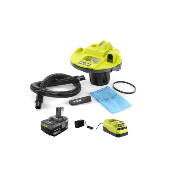 RYOBI 18V ONE Bucket Top Wet/Dry Vacuum Kit, Cordless Portable Shop Vacuum, 5-Gallon Bucket Compatible, PCL732K