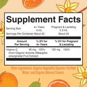 MaryRuths Vitamin C Liquid Drops USDA Organic Orange Vanilla Flavor Vegan Non-GMO Acerola Fruit Extract 4 fl oz
