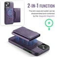 thumbnail image 2 of for iPhone 13 Detachable Magnetic Wallet Case with RFID Blocking Card Slots, PU Leather Kickstand Cover with Magnetic Clasp, Shockproof Drop Protective Classic Flip Case, Purple, 2 of 10