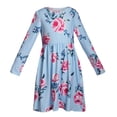 thumbnail image 5 of SYNPOS 4-13T Girls Floral Print Long Sleeve Boho Empire Waist Midi Dress with Pockets, 5 of 11
