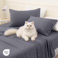thumbnail image 5 of Queen Sheet Set – 4-Piece Bedding Sheets with Ruched Pillow Case Design – Soft & Breathable – Includes Fitted, Flat & Pillowcases (Grey), 5 of 5
