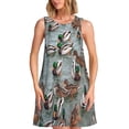 thumbnail image 1 of Daiia Canards Colverts Imprimé Natation Robes pour Femmes 2025 Tendance Manches Courtes Robes Décontractées Amples Fluides Maxi Robes de Soleil, 1 of 7