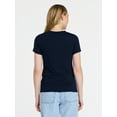 thumbnail image 4 of Time and Tru Women's Slim V Neck Tee with Short Sleeves, Sizes XS-XXXL, 4 of 6