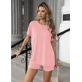 thumbnail image 2 of Ekouaer Women's 2 Piece Lounge Set 2025 Summer Biker Shorts Set Outfits Short Sleeve Oversized Top Matching Tracksuit, 2 of 6