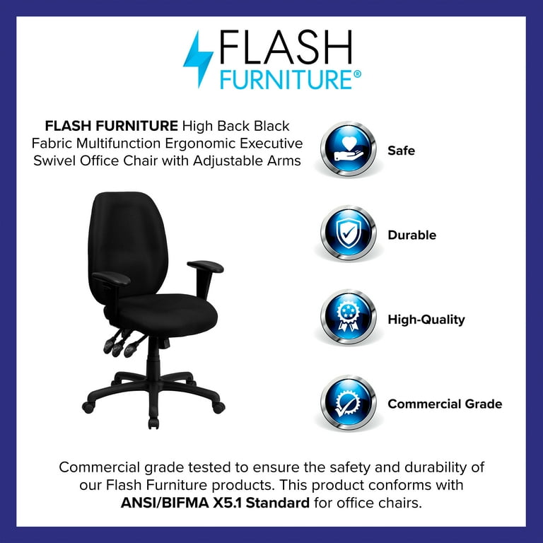 Flash Furniture Black Fabric Contemporary Adjustable Height Swivel  Upholstered Desk Chair in the Office Chairs department at