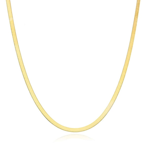 Solid 14K Gold 3mm Imperial Herringbone Chain Necklace 16"-24"