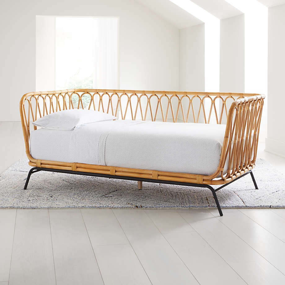 Rattan twin daybed, Rattan sofa, Cane daybed, bohemian daybed, 3 seater