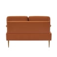 thumbnail image 6 of BUIORD 50" Small Loveseat Sofa, Pet Friendly Leather Accent Sofa with Gold Metal Legs, Upholstered 2-Seater Sofa and Couch for Home Office Living Room Bedroom, 49.6"L x 30.3"W x 32.3"H, Orange, 6 of 10