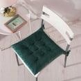 thumbnail image 3 of 6 Pack Square Seat Cushion Chair Pads for Kitchen Dining Chairs, Soft Comfort Velvet Chair Mat Pillow Cushions with Ties for Office Desk Living Room Tatami 15.5", Dark Green, 3 of 12