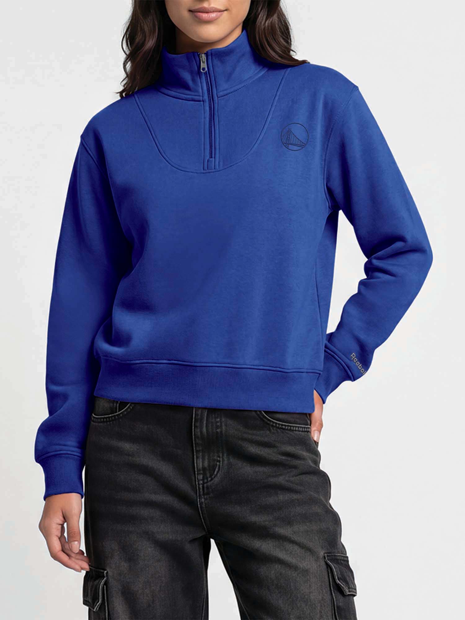 Golden State Warriors Reebok Womens Boxy Fit Mock Neck Qtr Zip Pullover